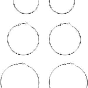 Silver Gold Large Hoop Earrings for Women 50/60/70mm Hypoallergenic Minimalist S
